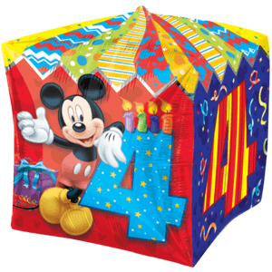 4th Birthday Mickey Mouse cubez Balloon in a Box