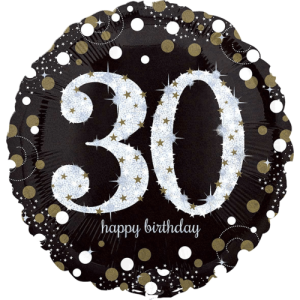 Gold & Silver Sparkling 30th Balloon in a Box