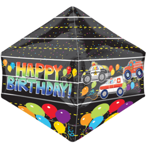 21" Happy Birthday Emergency Vehicles Anglez Balloon in a Box