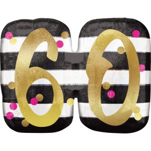 Stripes & Dots 60th Birthday Balloon in a Box