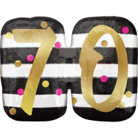 Stripes & Dots 70th Birthday   balloon