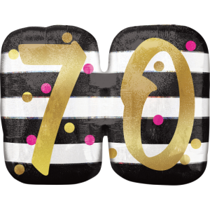 Stripes & Dots 70th Birthday Balloon in a Box