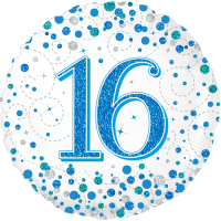16th Sparkling Fizz Blue balloon