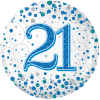 21st Sparkling Birthday Blue Balloon in a Box Small Image
