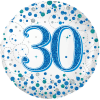 30th Sparkling Fizz Birthday Blue Balloon in a Box Small Image