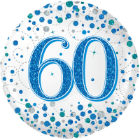 60th Sparkling Fizz Birthday Blue  balloon