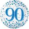90th Sparkling Fizz Birthday Blue Balloon in a Box Small Image
