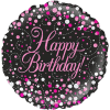 Sparkling Fizz Birthday Black & Pink Balloon in a Box Small Image