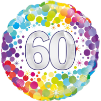 60th Colourful Confetti Birthday balloon
