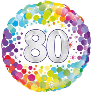 80th Colourful Confetti Birthday Balloon in a Box