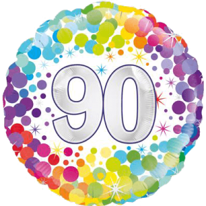 90th Colourful Confetti Birthday Balloon in a Box