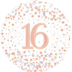 16th Sparkling Fizz Birthday White & Rose Gold Balloon in a Box