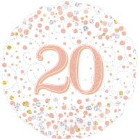 20th Sparkling Fizz Birthday White & Rose Gold balloon