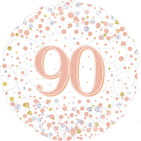 90th Sparkling Fizz Birthday White & Rose Gold balloon