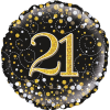 21st Sparkling Fizz Birthday Black & Gold Balloon in a Box Small Image
