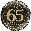 65th Sparkling Fizz Birthday Black & Gold Balloon in a Box Small Image