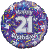 Holographic 21st Birthday Streamers Balloon in a Box Small Image
