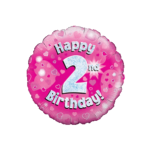 Pink 2nd Birthday Holographic Balloon in a Box
