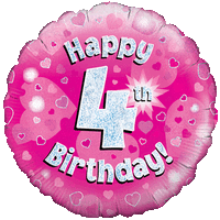 Pink 4th Birthday Holographic balloon