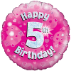 Pink 5th Birthday Holographic Balloon in a Box Small Image