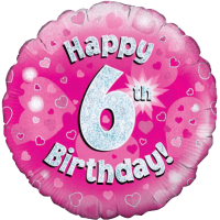 Happy 6th Birthday Girl Holographic balloon