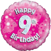 Happy 9th Birthday Girl Holographic Balloon in a Box Small Image