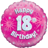 Happy 18th Birthday Pink Holographic 18" Balloon in a Box Small Image