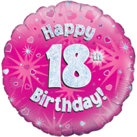 Happy 18th Birthday Pink Holographic 18" balloon