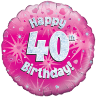Happy 40th Pink Holographic balloon