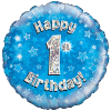  Blue 1st Birthday Holographic Balloon in a Box Small Image