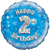 Blue 2nd Birthday Holographic balloon