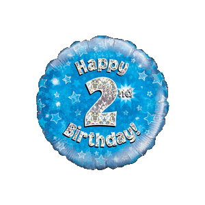 Blue 2nd Birthday Holographic Balloon in a Box