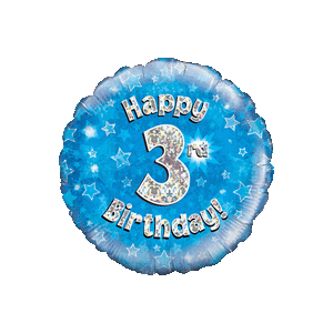 Blue 3rd Birthday Holographic Balloon in a Box