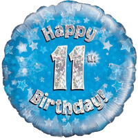 Happy 11th Birthday Boy Holographic balloon