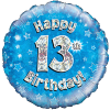 Blue 13th Birthday Holographic Balloon in a Box Small Image