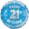 Happy 21st Birthday Boy Holographic Balloon in a Box Small Image