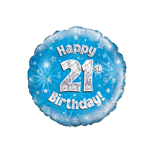 Happy 21st Birthday Boy Holographic Balloon in a Box
