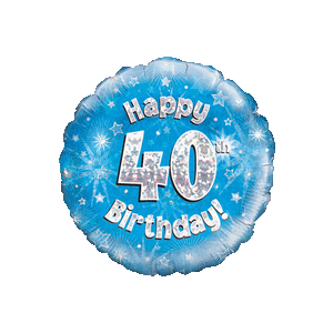 Happy 40th Birthday Boy Holographic Balloon in a Box