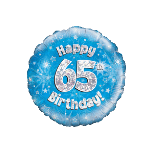 Happy 65th Birthday Boy Holographic Balloon in a Box