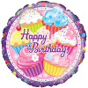 Happy Birthday Colourful Cupcakes Balloon in a Box Small Image
