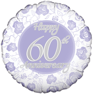 Happy 60th Rose Print Anniversary Balloon in a Box
