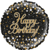 Sparkling Fizz Birthday Black and Gold Balloon in a Box Small Image