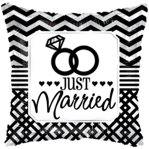 Just Married Chevron Pillow  Balloon in a Box