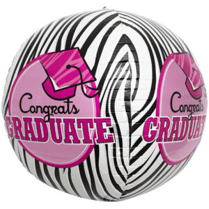 Graduate Pink Zebra Sphere Balloon in a Box