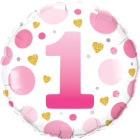 Age 1 Pink Spots balloon