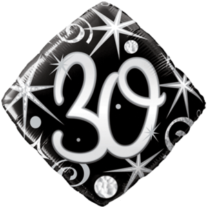 30th Black Diamond Birthday Balloon Balloon in a Box