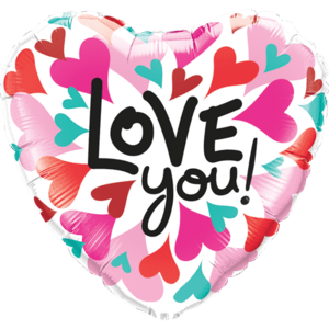 18" Love You! Converging Hearts Balloon in a Box