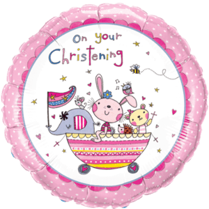 "On Your Christening" Pink Foil Balloon Balloon in a Box