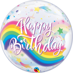 Birthday Rainbow Unicorns Bubble Balloon in a Box